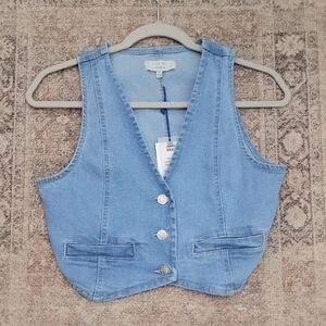 Love Tree Denim Vest in Light Blue